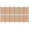 6 Panel Room Divider Beige 300 x 180 cm Fabric