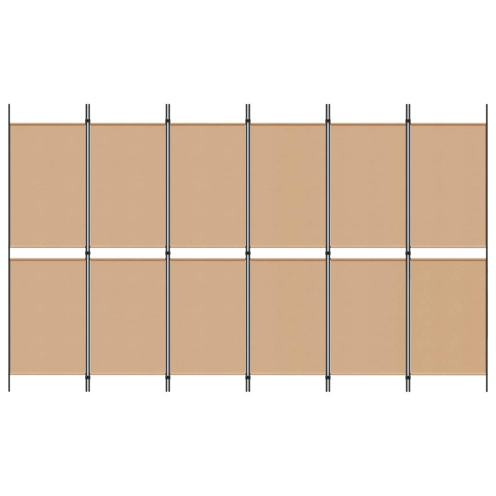 6 Panel Room Divider Beige 300 x 180 cm Fabric