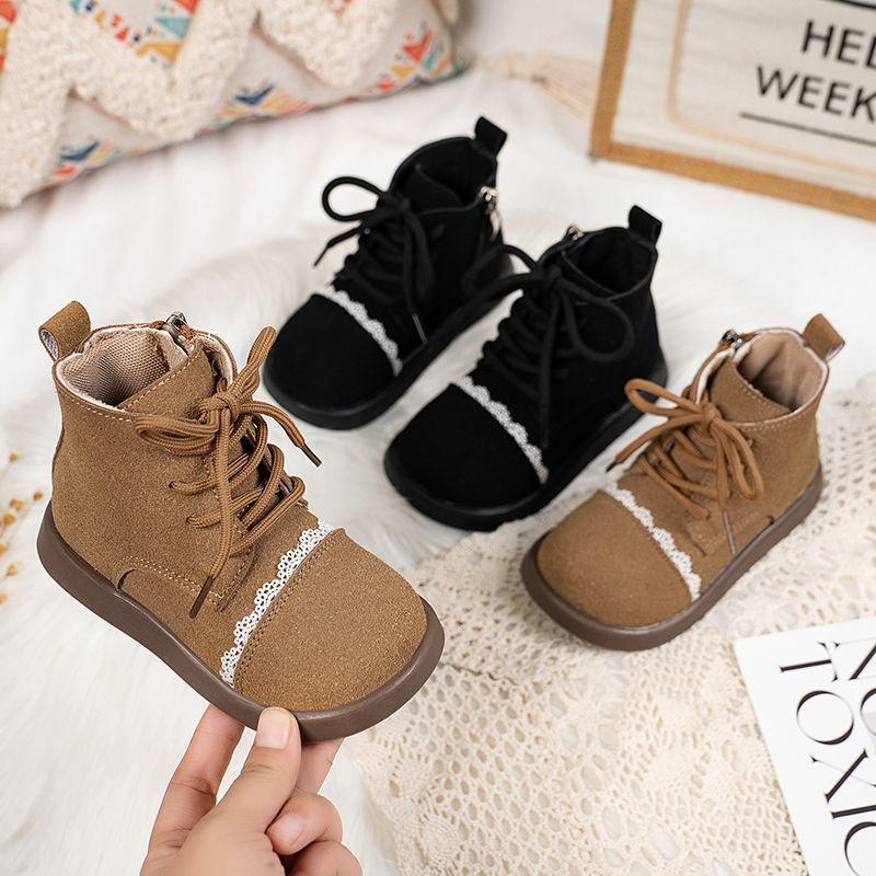 Fashion Girl Boot Versatile Comfort Girl Shoes Lace Princess Child Shoe Soft Sole Ankle Boot Trendy Sweet Short Boots Botas Niña