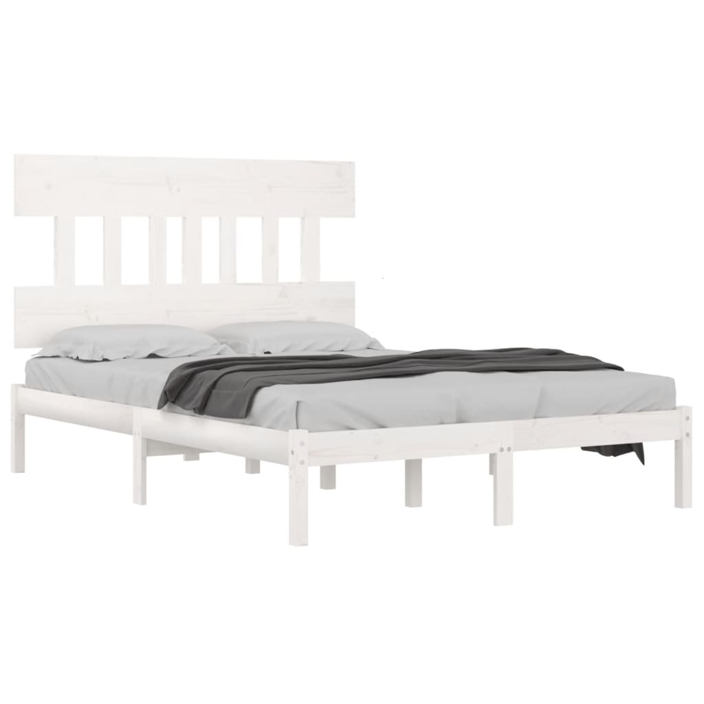 Solid Wood Bed White 140x190 cm