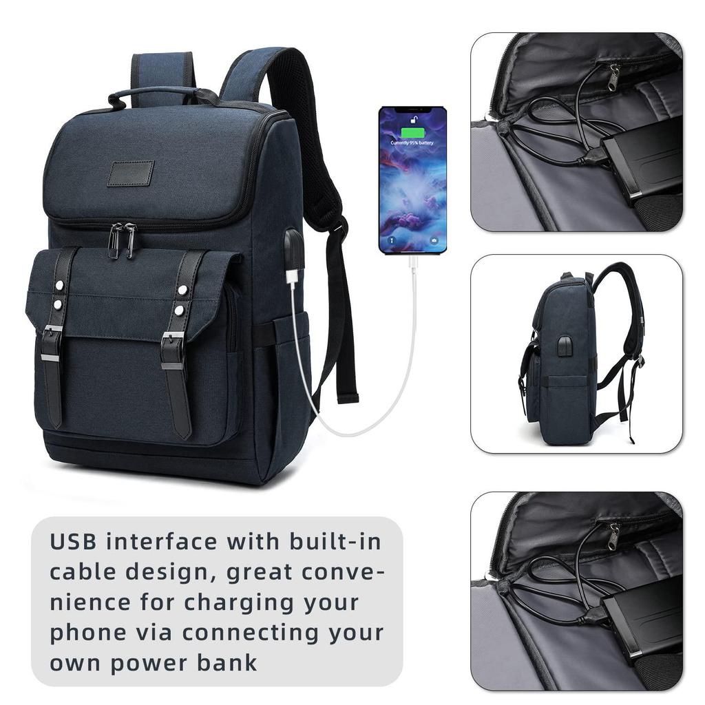 Korean Style Men's Oxford Cloth Backpack with USB - Retro Cross-Border Student and Travel Bag