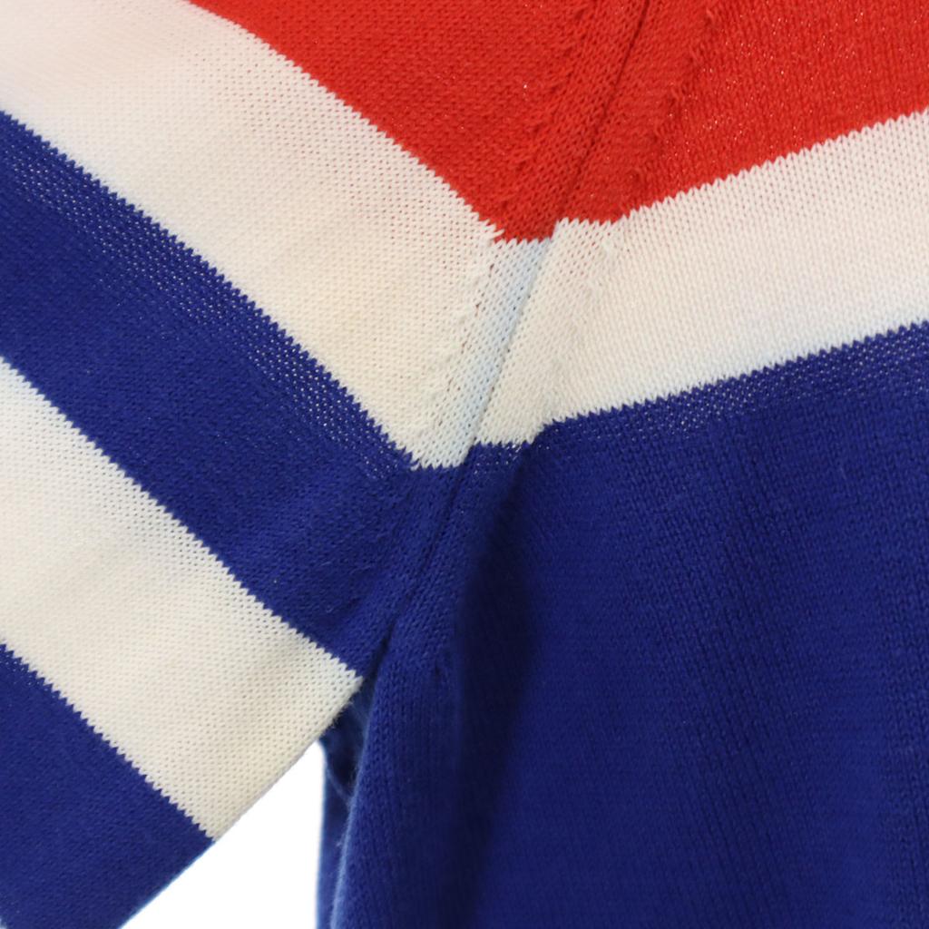 Salvatore Ferragamo made in Italy Border Pattern Long sleeve knit L blue Men's Used