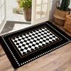Flannel Doormat, Black and White Checkered Pattern - Flannel. Suitable for Indoor Entrances. Classic Style Flannel Surface Adds an Artistic Touch To Y