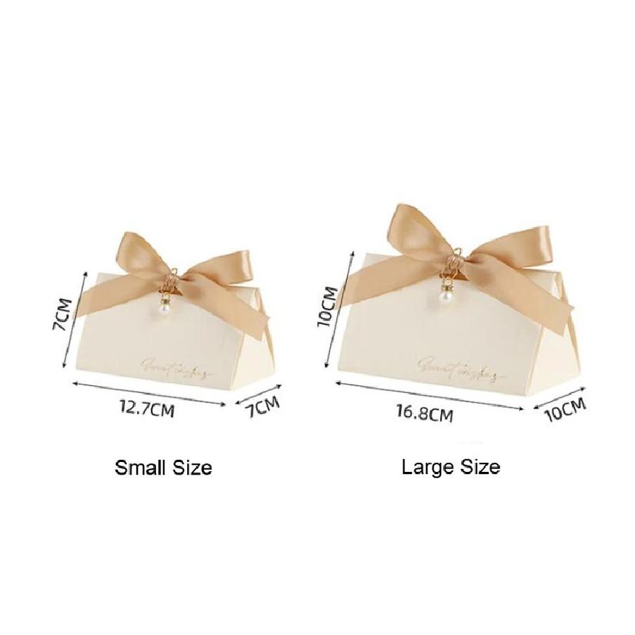 50pcs/lot Candy Bags Paper Folding Box Wedding Souvenir Present Package with Bownot For Guest Giveaways