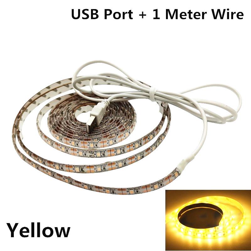 USB LED-Strip 1 Meter Wire SMD3528 light 5V adapter string Christmas desk tape TV Background Lighting 5V 50CM 1M 2M 3M 4M 5M