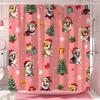 Funny Christmas Puppy Shower Curtain Christmas Tree Gift Bow Snowflake Polyester Fabric Shower Curtain Bathroom Decor With Hooks
