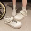 Elegant Temperament Mary Jane Women's Shoes Ugly Big Head Thick Bottom Velcro Small White Shoes Board Shoes