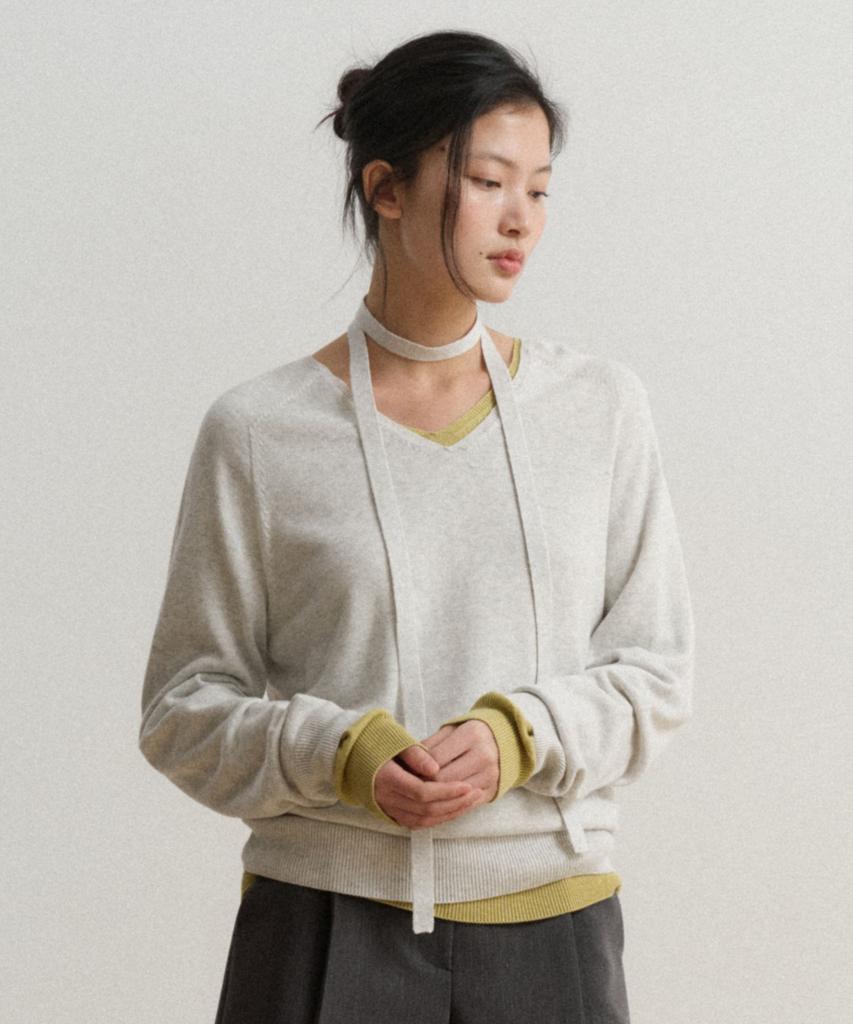 TOWAV Liss V Tie Knit_Grey