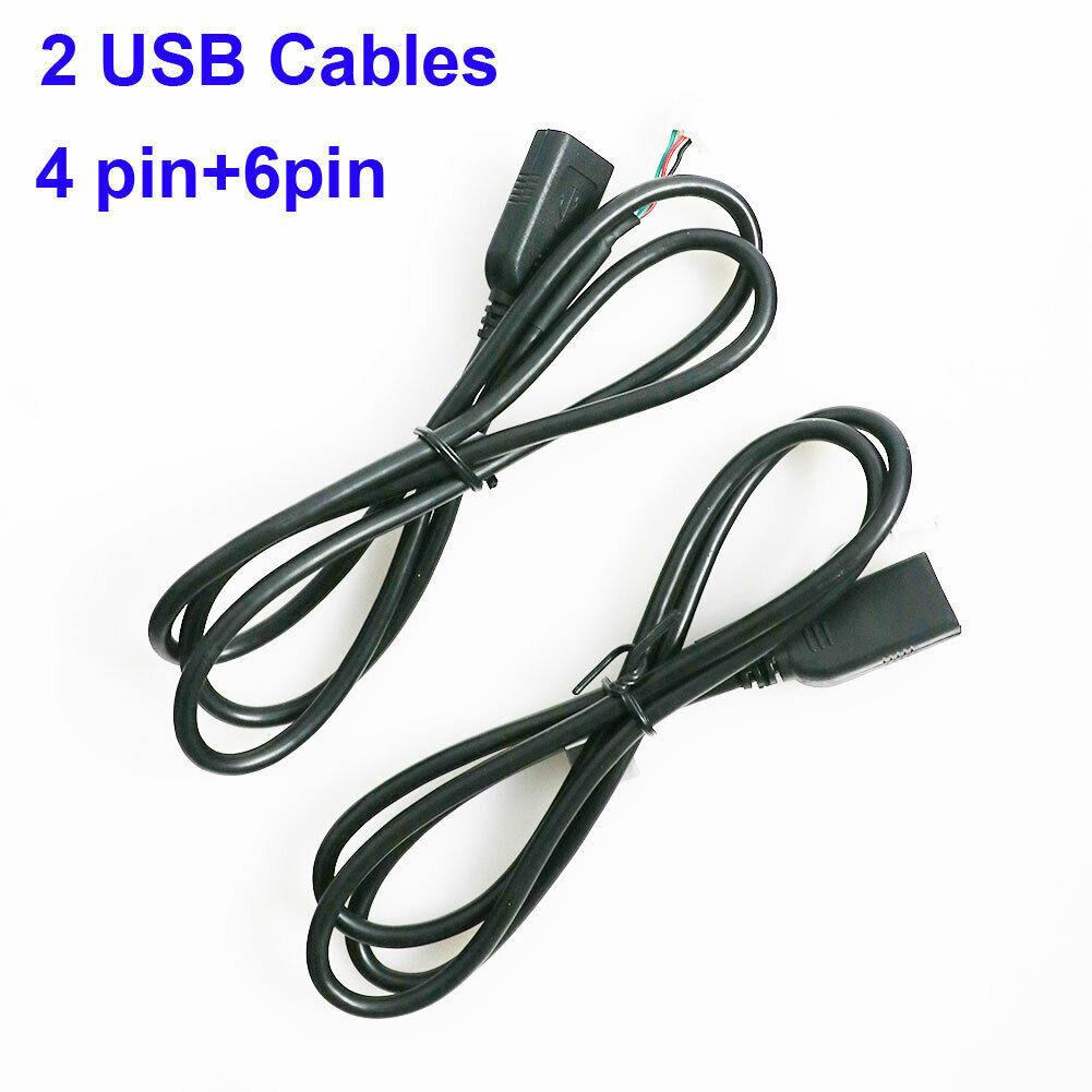 2Pcs Car USB Cable Adapter Extension Cable Adapter 4Pin 6Pin For Car Radio Stereo Auto Accessories Black Radio Accessories 4