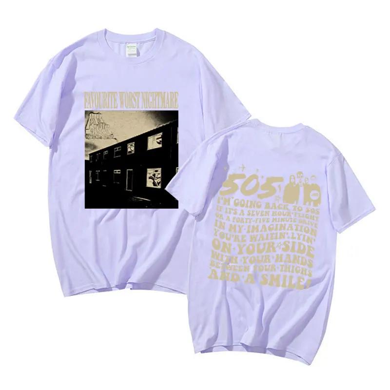 Винтажная футболка Favourite Worst Nightmare Футболка Arctic Monkeys 505 с принтом текстов песен для мужчин и женщин в стиле хип-хоп-панк свободного покроя