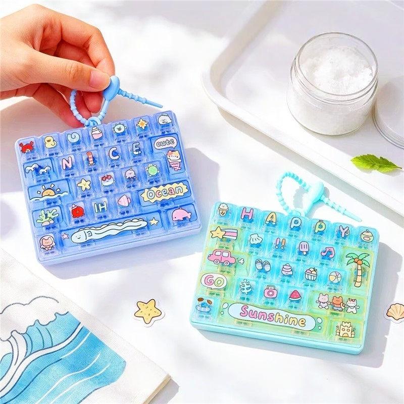Cute Portable Decompression Toy 26 Key Sensory Push Button Toy Fashion Bag Pendant for Daily Time Killing