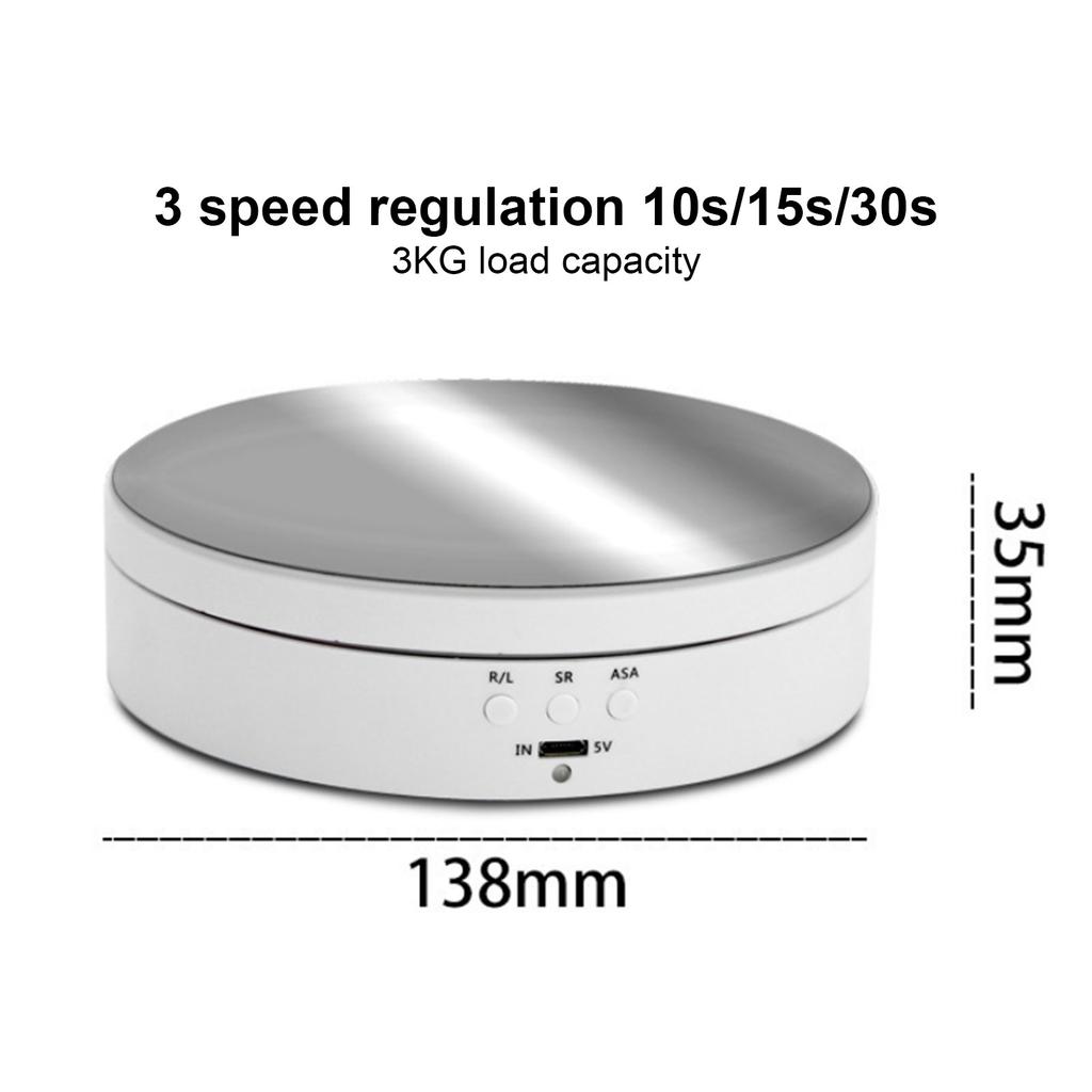Electric Rotating Display Stand Mirror Surface 3 Speed Regulation 3KG Load Capacity for Photography