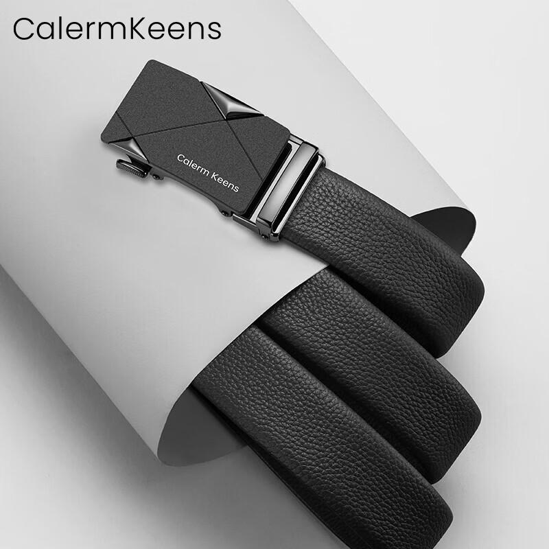 Мужской ремень Calermkeens из натуральной кожи с автоматической пряжкой