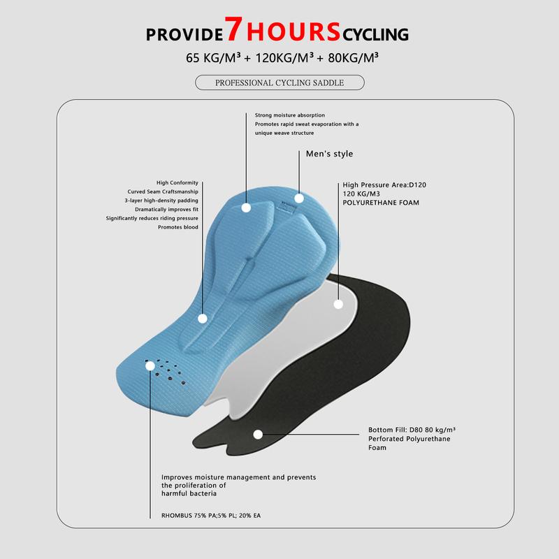 MKEW Men's High-Waisted Cycling Bib Pants Summer Bike Shorts with Shock-Absorbing Pad MTB Bicycle Clothing for Comfortable Breat