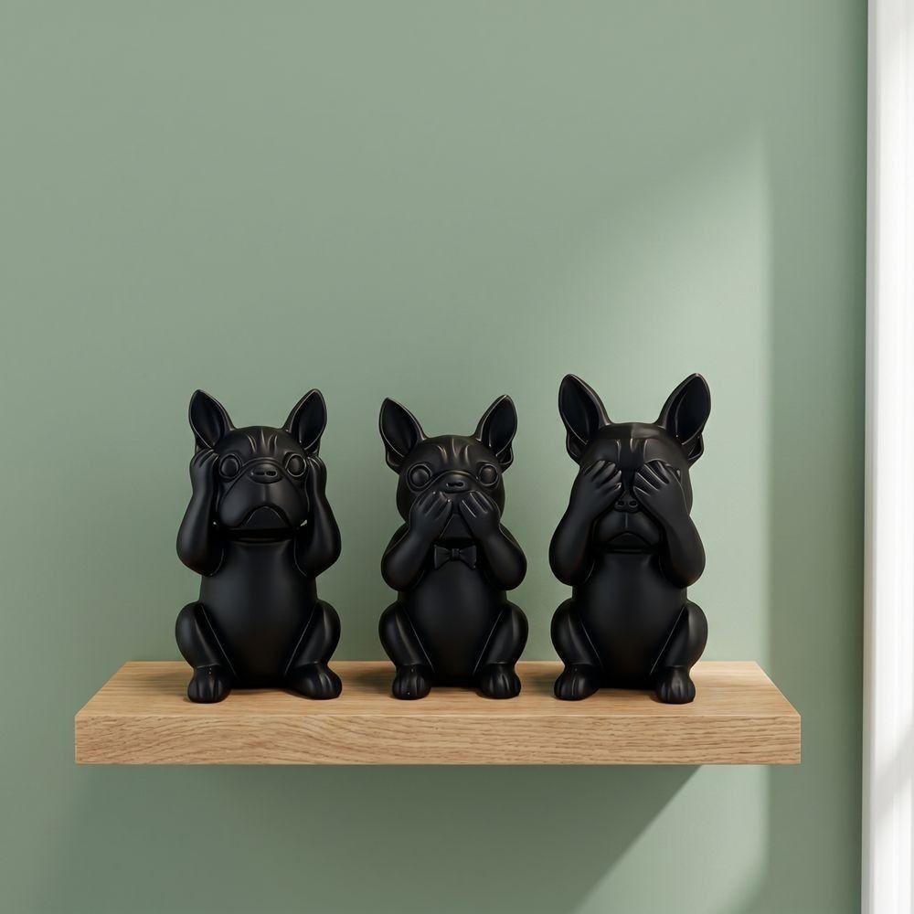 3pcs Animal Crafts Intelligent Dogs Statue Decorations Small Dog Sculpture Home Decor