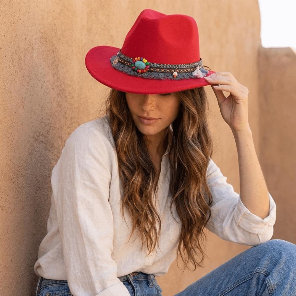 Solid Color Cowgirl Jazz Hat Woolen Top Hat Punk Party Cosplay Hat Bucket Hats