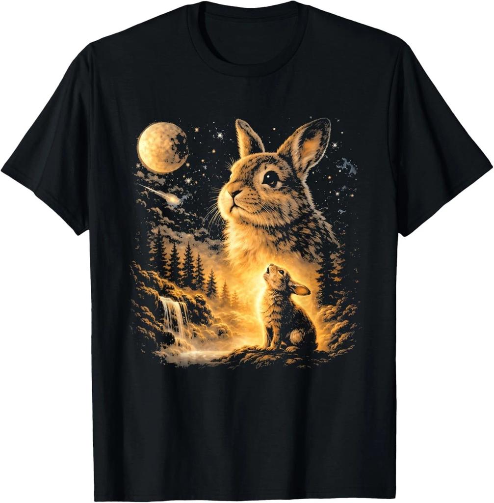Bunny Howling to The Moon Vintage 90s Animal Easter Day T-Shirt unisex T-Shirt