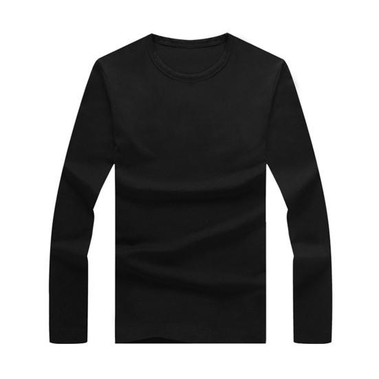 Men Top Solid Color Long Sleeve Round Neck Tee for Daily Wear Mid Length Lightweight Material Casual Style Sport Bottoming T-shirt