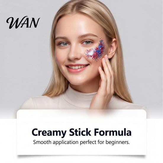 Long-lasting Glitter Stick 30G Independence Day Body Stick, Patriotic American Flag Face Hair Glitter, Red Blue Silver-color Makeup 4th of July