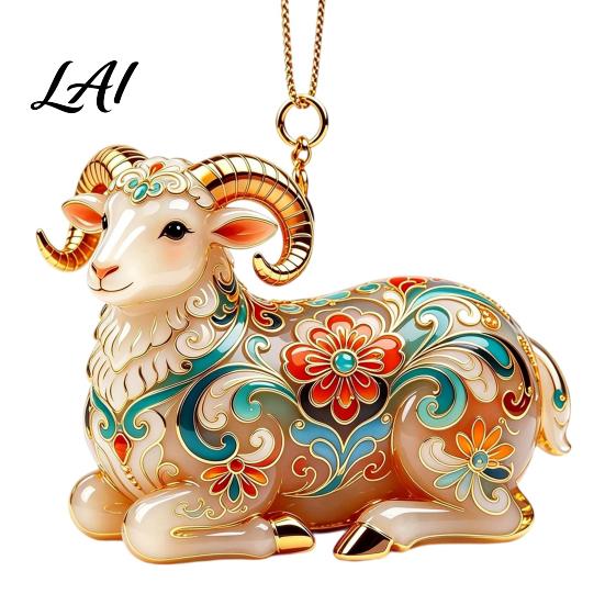 Acrylic Ornament for Restaurant 2PCS Christmas Goat Hanging Ornaments Decorative 2D Tree Birthday Party Decor Pendants Lightweight Festive Ornaments