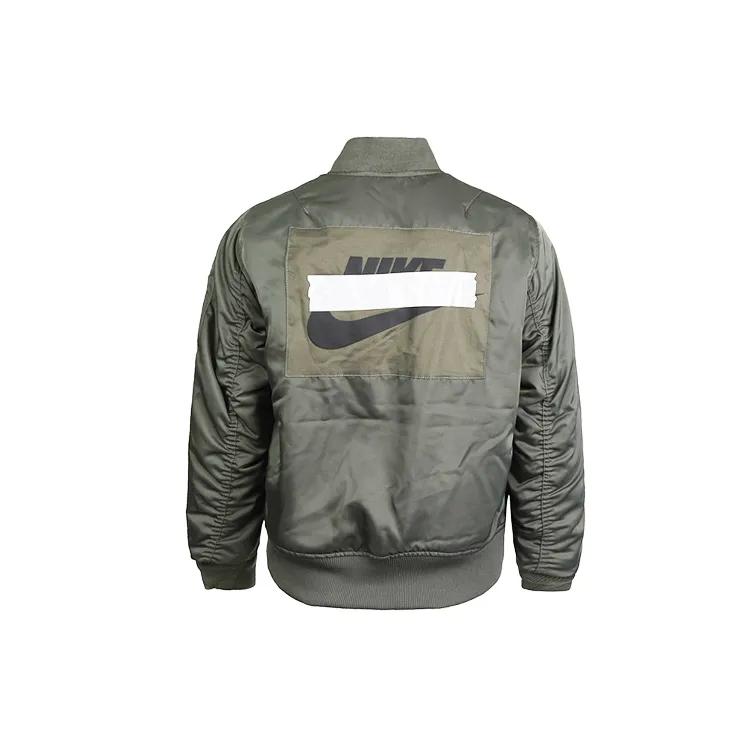 Nike Puffer Jackets Men's Green Baseball Collar Moderate Pilot Puffer Jacket (Unisex) Puffer Jackets CZ1671 380