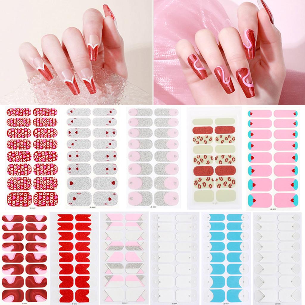 1 Sheet Full Wraps Nail Decals Nail Polish Strips Stickers DIY Glitter Nail Adhesive Nail Art Sticker for Women Girls