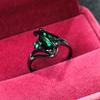 Romantic Marquise Cut Green Stone Black Gold Color Twist Ring Wedding Christmas Jewelry Anniversary Gifts