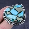 Turquoise In Pyrite Gemstone Handmade 925 Steling Silver Gift Ring Size 10 P5R80