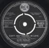 7-дюймовая пластинка ELVIS PRESLEY, THE JORDANAIRES - Can't Help Falling In Love 45RCA1270 RCA 1962 UK Рок Б/У