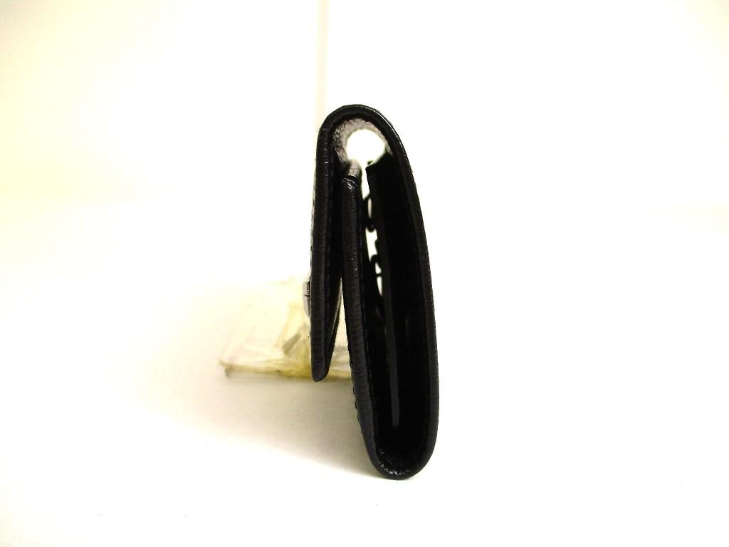 Authentic GUCCI Metal G Black Leather 6 Pics Key Chain #a905 Refurbished