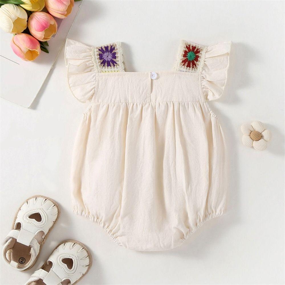 Ruffle Sleeveless Baby Girl Romper Square Neck Infant Bodysuit Onesie Bubble Romper Summer Clothes