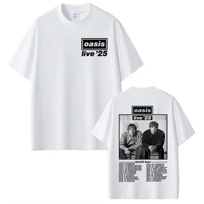 Британская футболка O-Oasis Live 25 World Tour Мужская Женская Винтажная Футболка Оверсайз Футболки с Коротким Рукавом Уличная Одежда