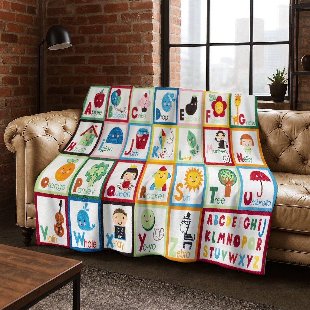 ABC Animal Alphabet Cartoon Early Educatio Children Flannel Blanket,Cozy Soft Throw Blanket for Home Bedroom Bed Sofa Cover