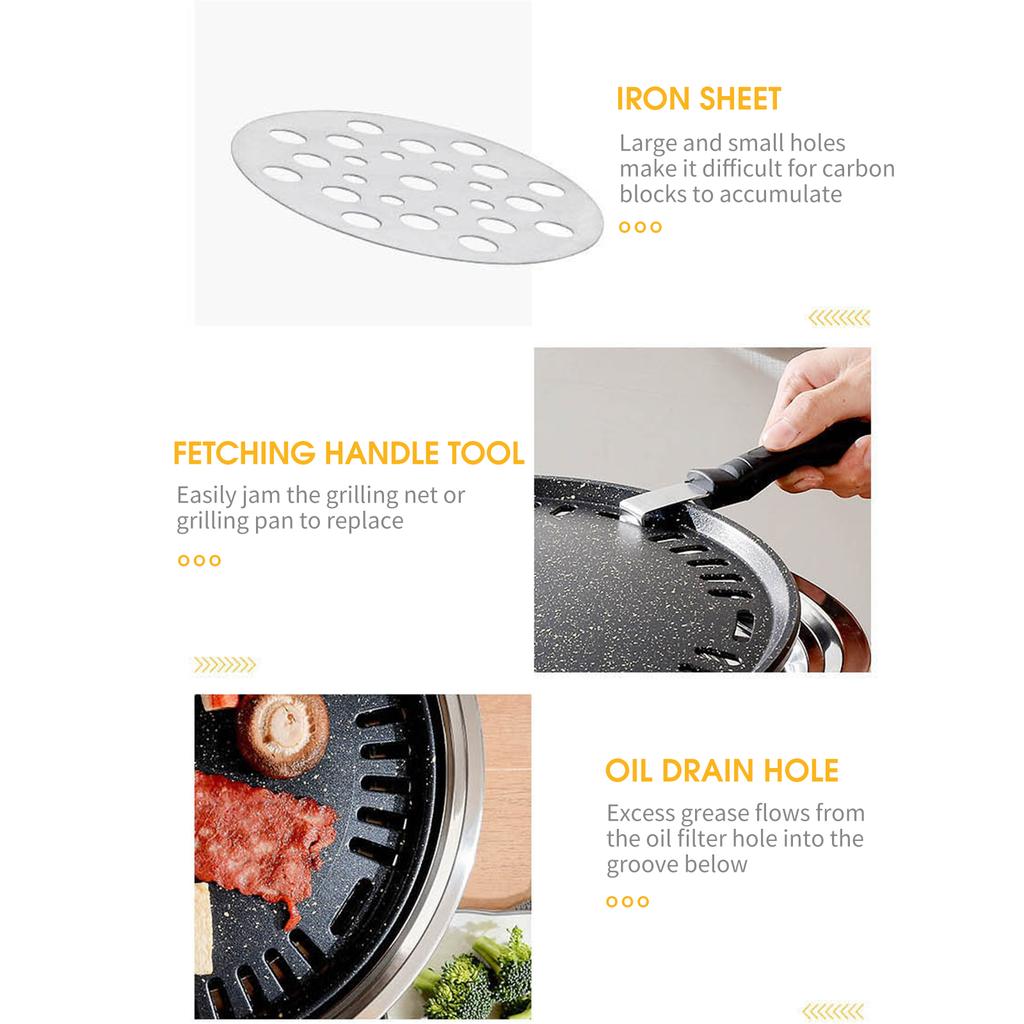 13-дюймовый корейский гриль-барбекю, многофункциональный угольный гриль для барбекю, круглый гриль для кемпинга, настольная плита