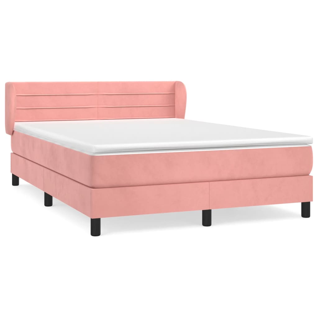 Box Spring Bed with Mattress Pink 140x200 cm Velvet