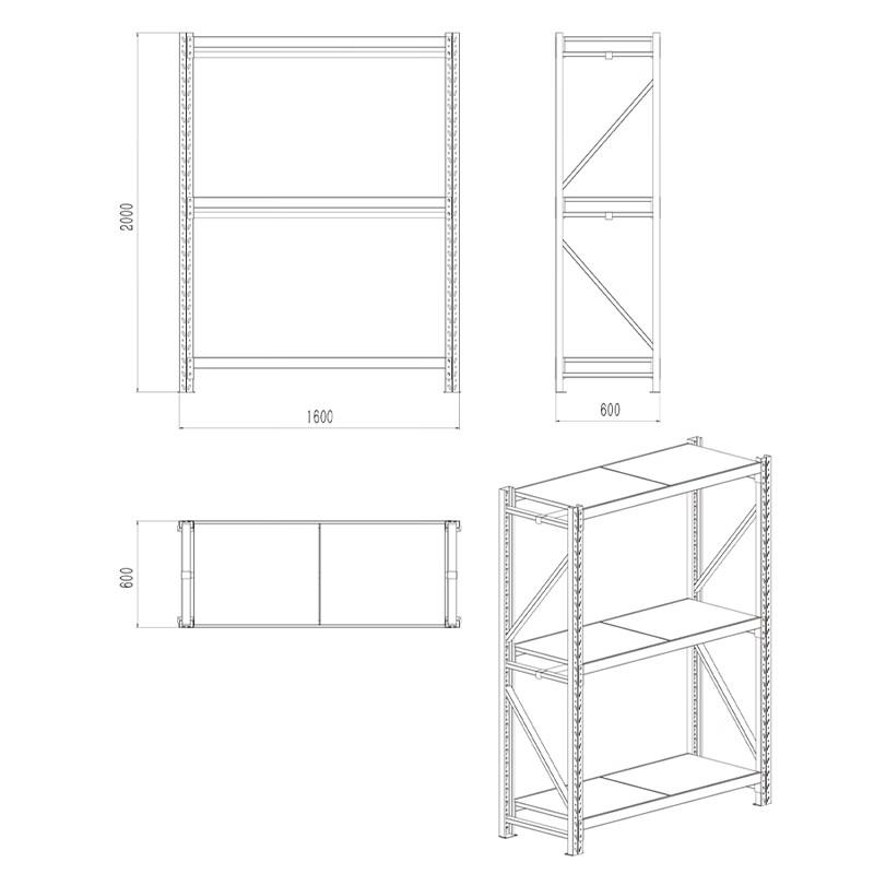 Shitong Heavy-Duty 3-Tier Storage Shelf with Hanging Rods