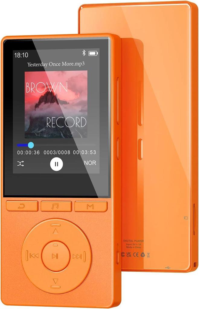 MP3-плеер, совместимый с Bluetooth 5.3, Hi-Fi музыкальный плеер, встроенный динамик, 64 ГБ внутренней памяти, расширяемая до 128 ГБ с помощью SD-карты, многофункциональный