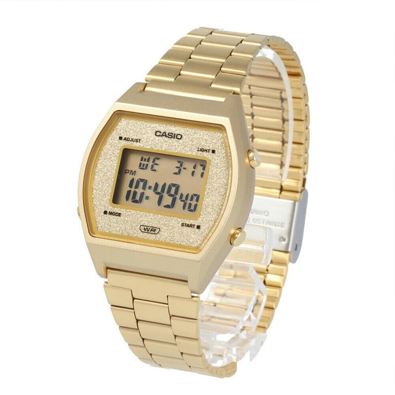 Casio Серия YOUTH - маленькие металлические квадраты, маленькие золотые самородки, классические маленькие золотые самородки, ЖК-дисплей, водонепроницаемость 50 метров, кварцевый механизм, B640WGG-9