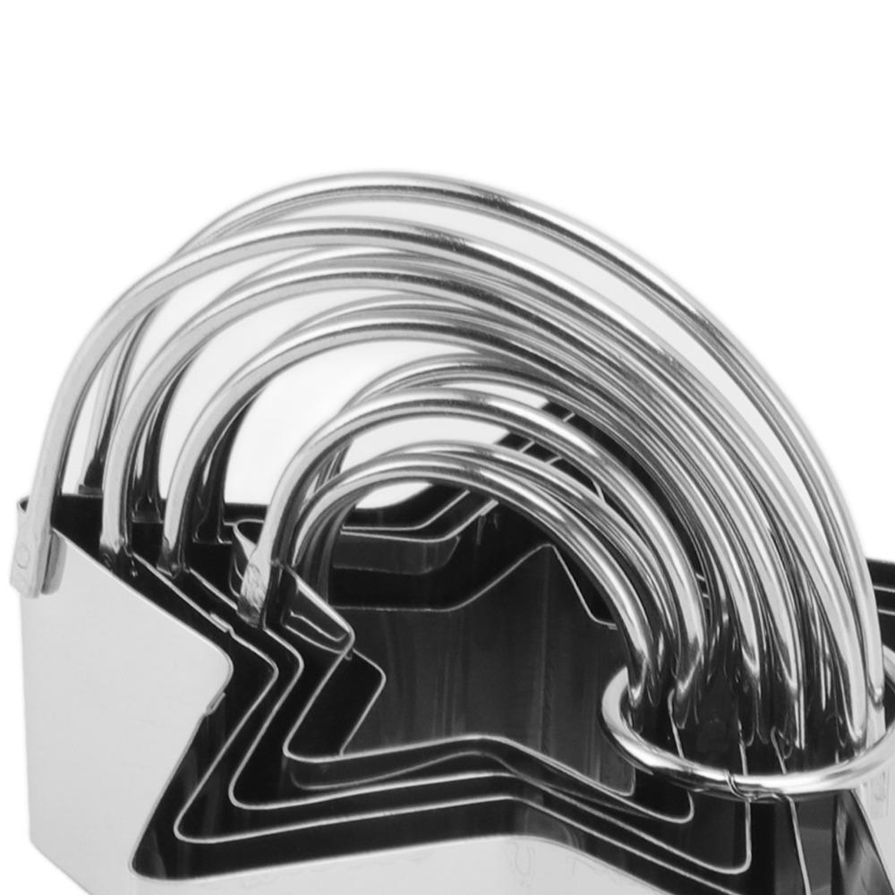 5pcs Stainless Steel Biscuit Cutter Molds With Handle Stars Shaped Cookie Cutters  Christmas