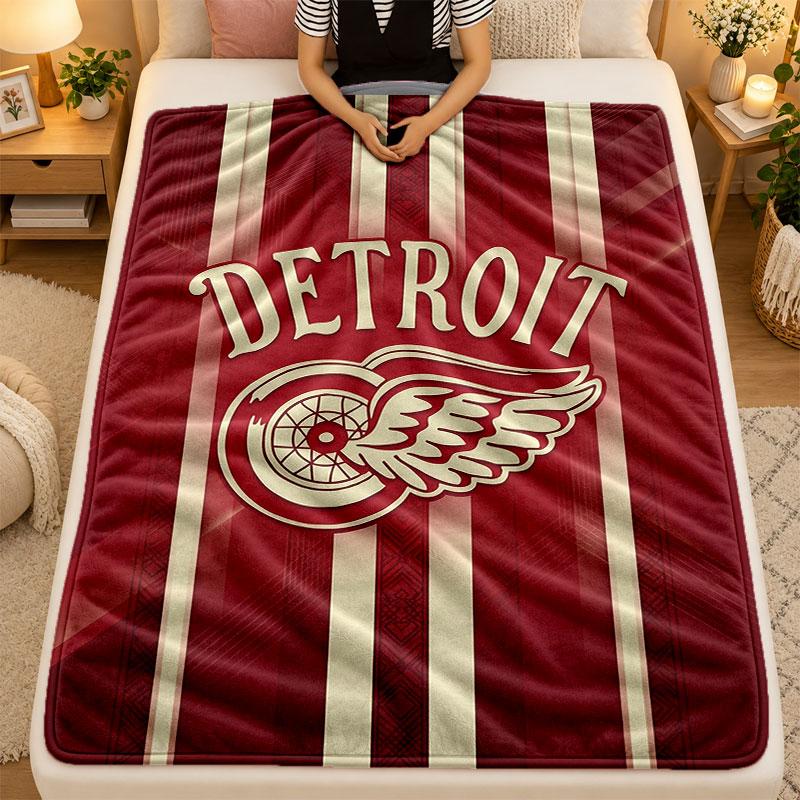 Flannel BlanketDetroit Red Wings Warm Soft Throw Blanket for Indoor Sofa Bed Living Room Use