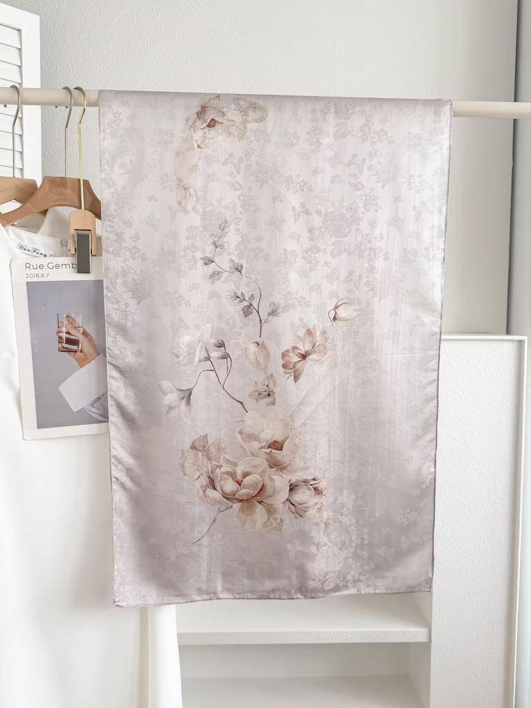 New Sangbo Satin Silk Long Scarf New Chinese Printed Silk Scarf Women's Spring and Summer Versatile Sunscreen Shawl Gift Accessories