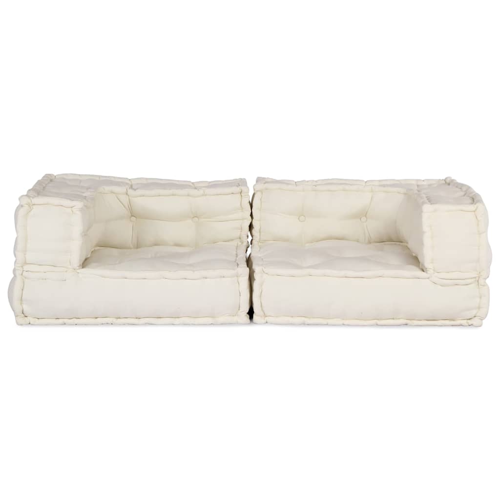 2 Seater Modular Sofa Cream 140 x 70 x 36 cm Fabric