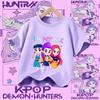 Новая Популярная Корейская Kpop Футболка Охотница на Демонов Мира Руми Зои Ханттрикс Модная Летняя Футболка для Девочек Унисекс Повседневный Топ с Коротким Рукавом