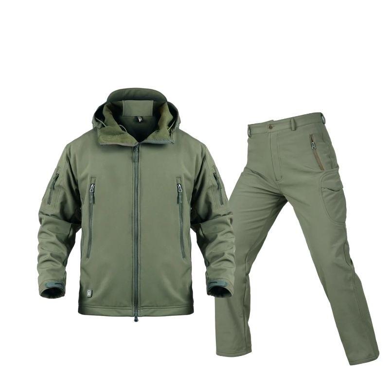 Однотонные 5 цветов, черный, зеленый, синий, хаки, куртка, брюки, флисовый костюм из софтшелла для мужчин