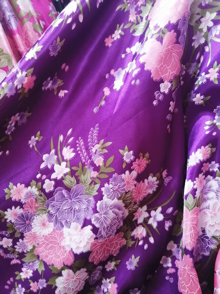 Большая Цветочная Ткань из Шелкового Сатина для Ципао, Подкладки и Ленты для Головного Убора