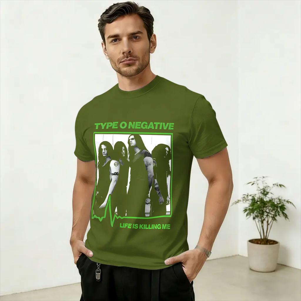 Casual Type O Negative TShirts for Unisex Round Collar Pure Cotton T Shirt Short Sleeve Tees Plus Size Clothing