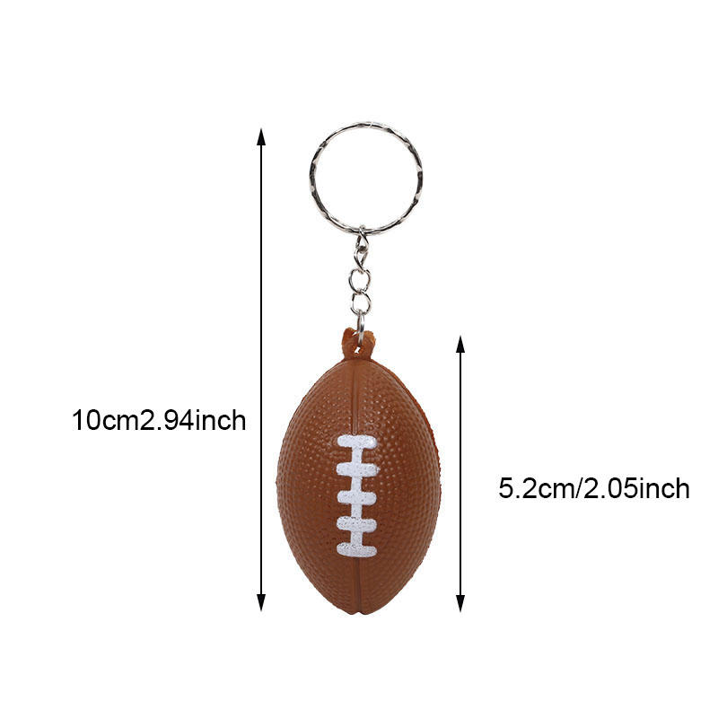 Creative Cartoon Sports PU Ball Keychain Simulated Mini Ball Keyring Pendant Boyfriend Gift Souvenir Novelty Toy Ornament Rugby Baseball Basketball