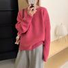 Versatile Sweater Women Thick Loose Autumn Winter Round Neck Minimalist Solid Korean Knit Top