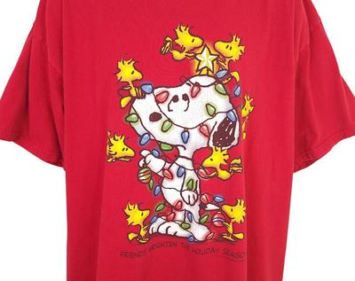 Snoopy Christmas T Shirt Vintage Y2K Woodstock Peanuts Holiday Lights Mens Size 2XL