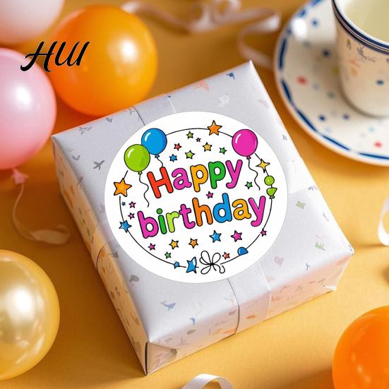 Kids Birthday Sticker Decorations 6Pcs Happy Thank You Set Cute Party Decals for Kindergarten Diary Stickers Gift Wrapping Cards Crafts Colorful